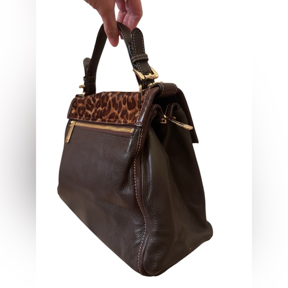 Rare Vintage Michael Kors Handbag, Brown Leather with Dyed Calf Hair in Leopard - Picture 5 of 15